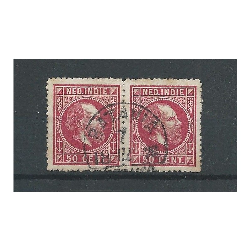 Ned. Indie 15A paartje "BATAVIA halfrond VFU/gebr CV 75+ € Ned. Indie 15A paartje "BATAVIA halfrond VFU/gebr CV 75+ €