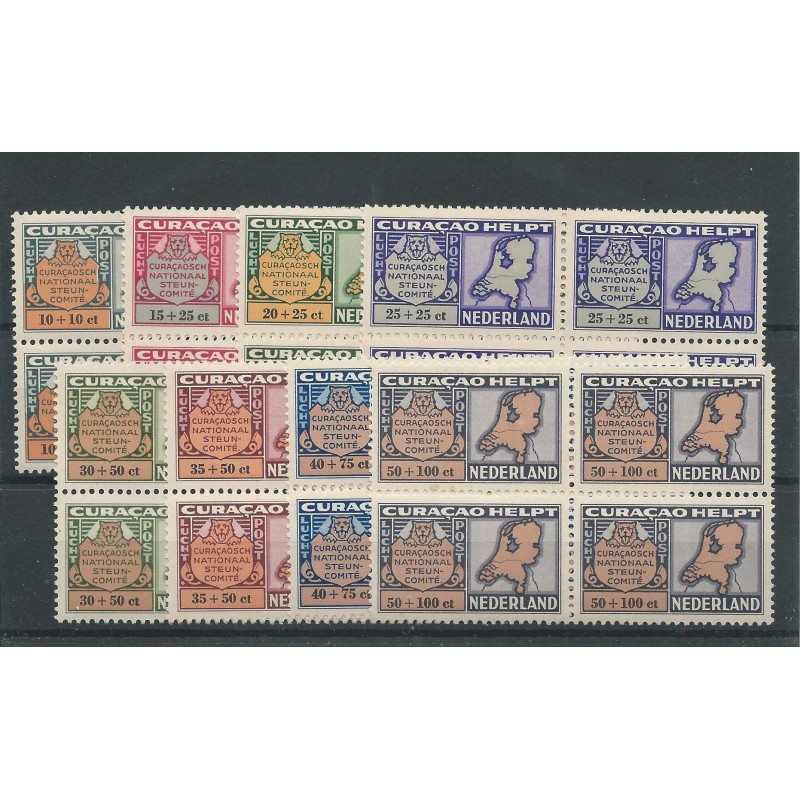 Curacao LP53-68 in Blokken van 4 MNH/postfris CV 140+ € Curacao LP53-68 in Blokken van 4 MNH/postfris CV 140+ €