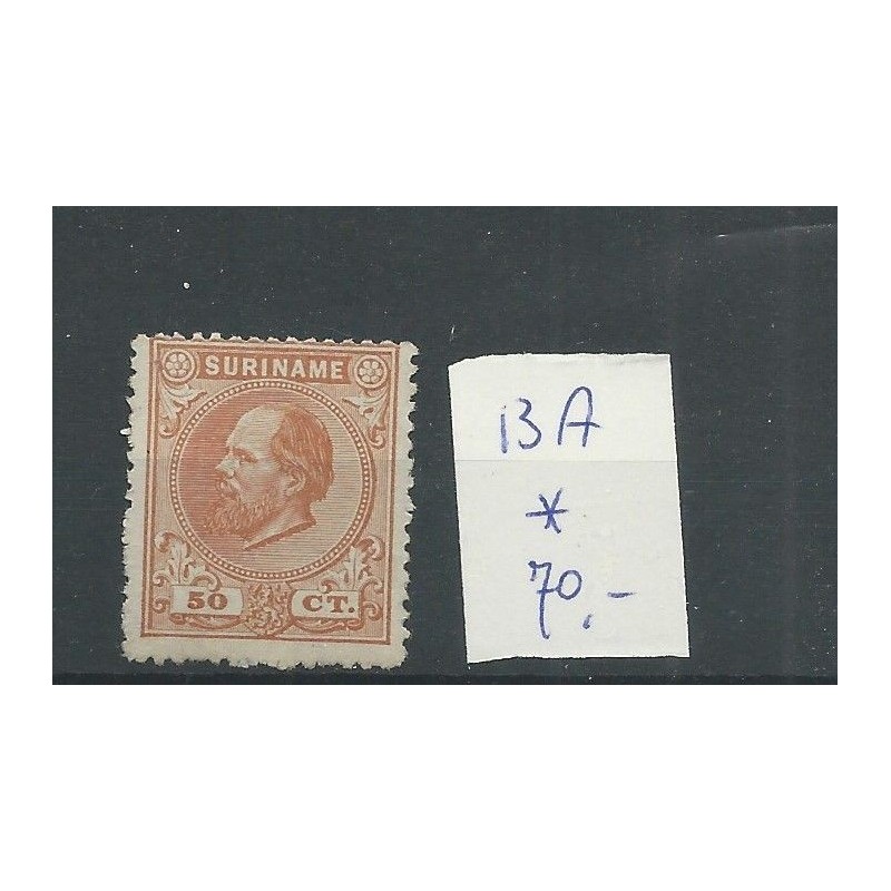 Suriname 13A Willem III Mh/ongebr CV 75 € Suriname 13A Willem III Mh/ongebr CV 75 €