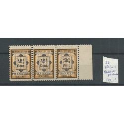 Suriname  22 strip 3 DUBBELE PERFORATIE Hulpzegel MH/ongebr  CV 100+ €