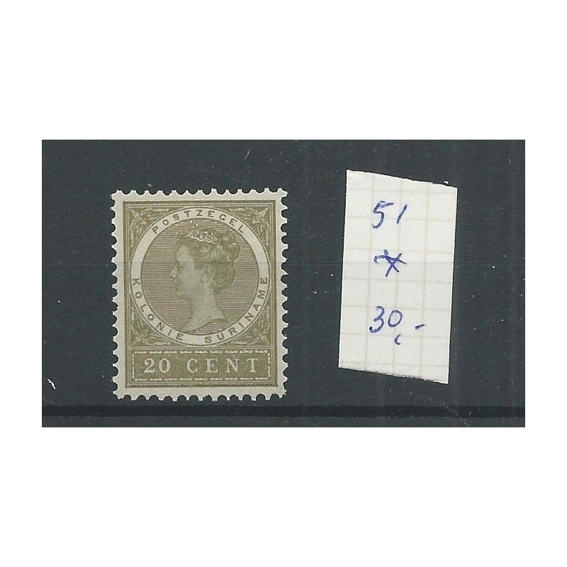 Suriname 51 Wilhelmina MH/ongebr CV 30 € Suriname 51 Wilhelmina MH/ongebr CV 30 €