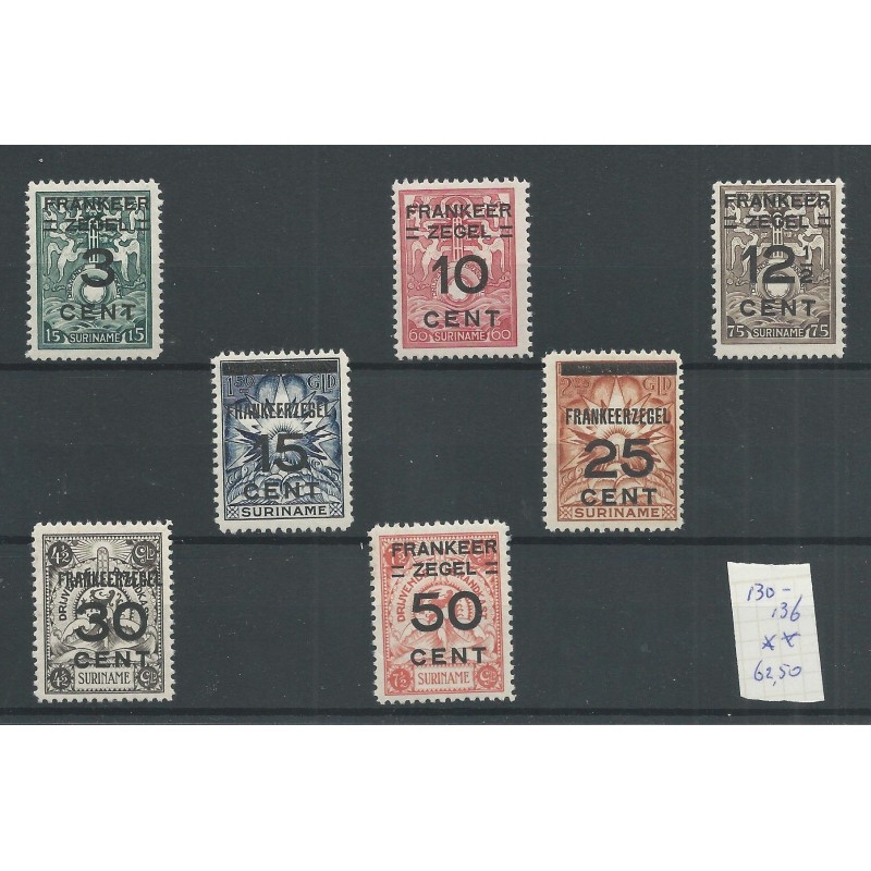 Suriname 130-136 Brandkastopdrukken MNH/postfris CV 62 € Suriname 130-136 Brandkastopdrukken MNH/postfris CV 62 €