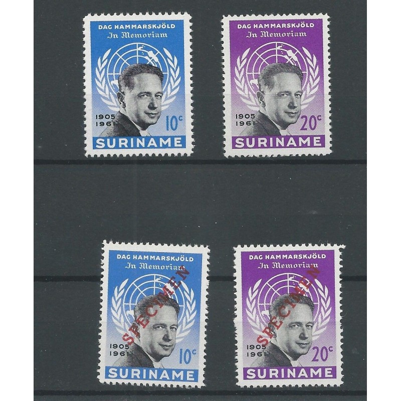 Suriname 376-377 SPECIMEN opdruk MNH/postfris CV 100+ € Suriname 376-377 SPECIMEN opdruk MNH/postfris CV 100+ €