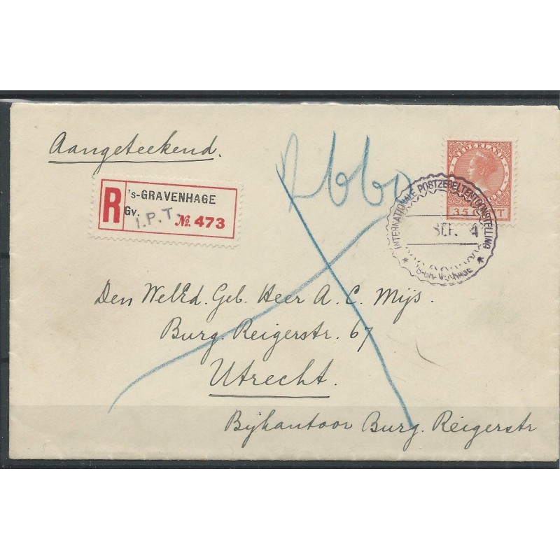 Nederland 138 op R-Enkelfrankering Den Haag-Utrecht CV 500 € Nederland 138 op R-Enkelfrankering Den Haag-Utrecht CV 500 €