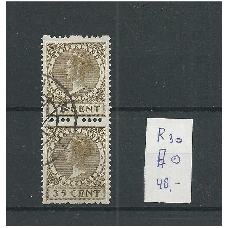 Nederland R30 paartje Roltanding Tweezijdig m .wm. VFU/gebr CV 48 € Nederland R30 paartje Roltanding Tweezijdig m .wm. VFU/gebr CV 48 €