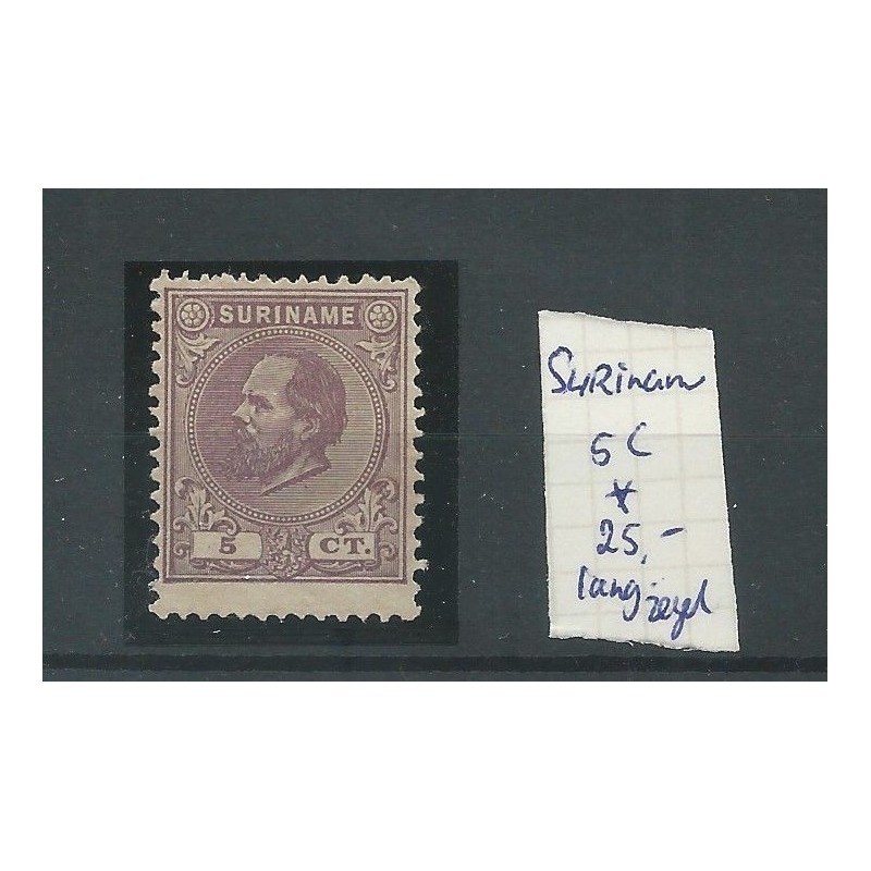 Suriname 5C Willem III MH/ongebr CV 25+ € Pracht exemplaar!! Suriname 5C Willem III MH/ongebr CV 25+ € Pracht exemplaar!!