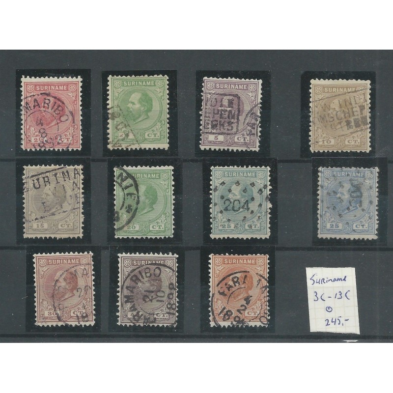 Suriname 3C-13C Willem III VFU/gebr CV 245 € Pracht exemplaar!! Suriname 3C-13C Willem III VFU/gebr CV 245 € Pracht exemplaar!!