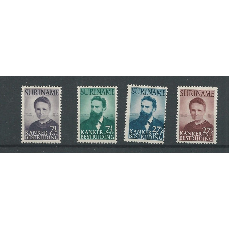 Suriname 280-283 Röntgen en Curie MNH/postfris CV 90 € Pracht exemplaar!! Suriname 280-283 Röntgen en Curie MNH/postfris CV 90 € Pracht exemplaar!!