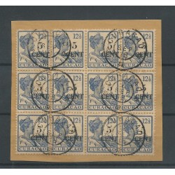 Curacao 74 in blok van 12 op briefstukje VFU/gebr  CV 50++ €