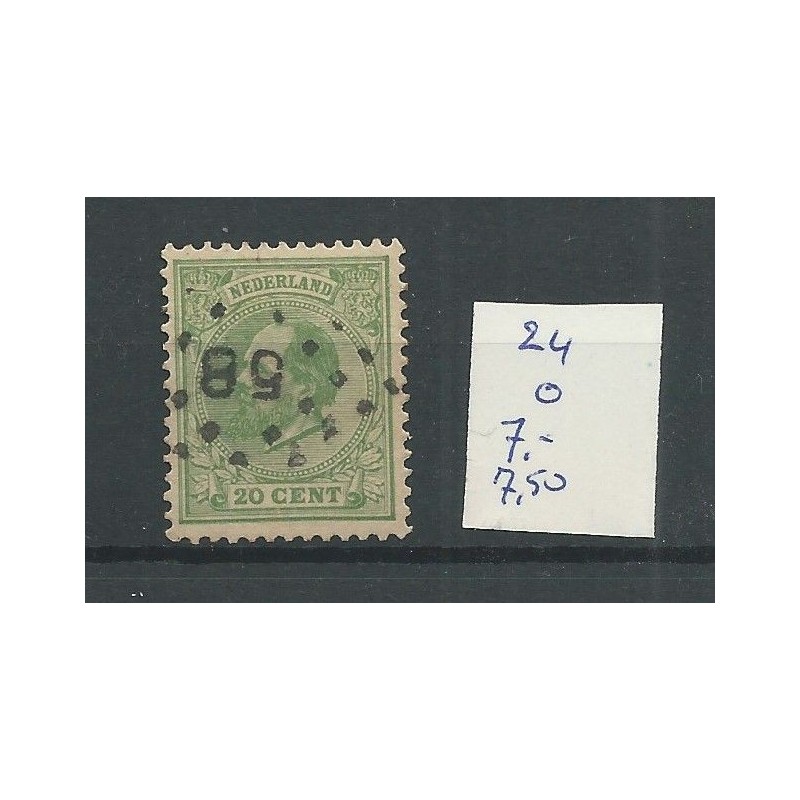 Nederland 24 met puntstempel 58 VFU/gebr CV 15 € Nederland 24 met puntstempel 58 VFU/gebr CV 15 €