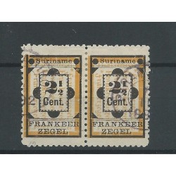 Suriname 22a /22  Hulpzegel paartje  VFU/gebr  CV 21,50 €