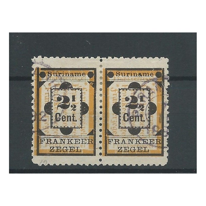 Suriname 22a /22 Hulpzegel paartje VFU/gebr CV 21,50 € Suriname 22a /22 Hulpzegel paartje VFU/gebr CV 21,50 €