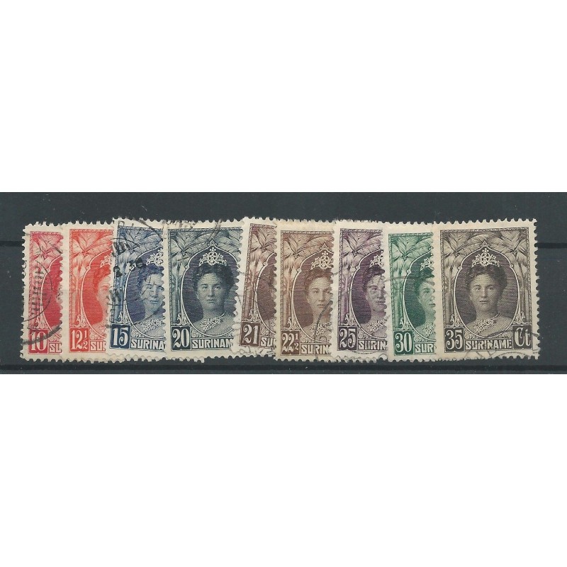 Suriname 118-126 Wilhlemina VFU/gebr CV 45 € Suriname 118-126 Wilhlemina VFU/gebr CV 45 €