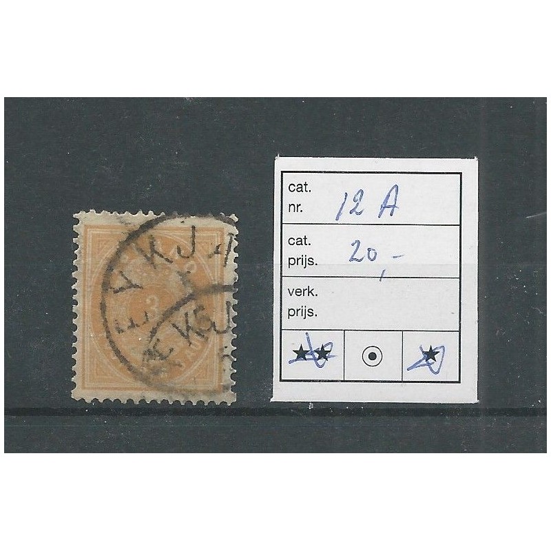 IJsland 12A Cijfer met Kroon 3 Aur VFU/gebr CV 20 € IJsland 12A Cijfer met Kroon 3 Aur VFU/gebr CV 20 €