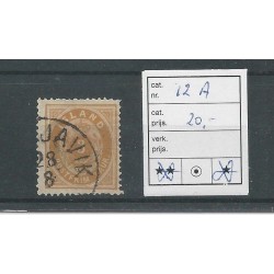 IJsland  12A  Cijfer met Kroon 3 Aur  VFU/gebr  CV 20 €
