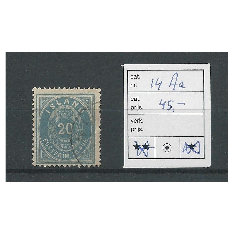 IJsland 14Aa Cijfer met Kroon 20 Aur VFU/gebr CV 45 € IJsland 14Aa Cijfer met Kroon 20 Aur VFU/gebr CV 45 €