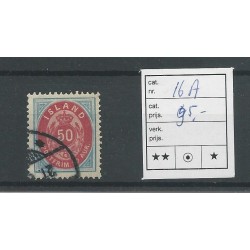 IJsland  16A  Cijfer met Kroon 50 Aur  VFU/gebr  CV 95 €