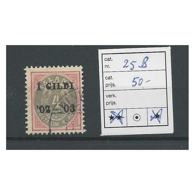 IJsland 25B Cijfer met Gildi opdruk VFU/gebr CV 50 € IJsland 25B Cijfer met Gildi opdruk VFU/gebr CV 50 €