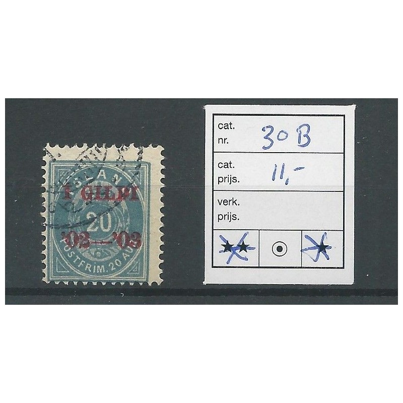 IJsland 30B Cijfer met Gildi opdruk VFU/gebr CV 11 € IJsland 30B Cijfer met Gildi opdruk VFU/gebr CV 11 €