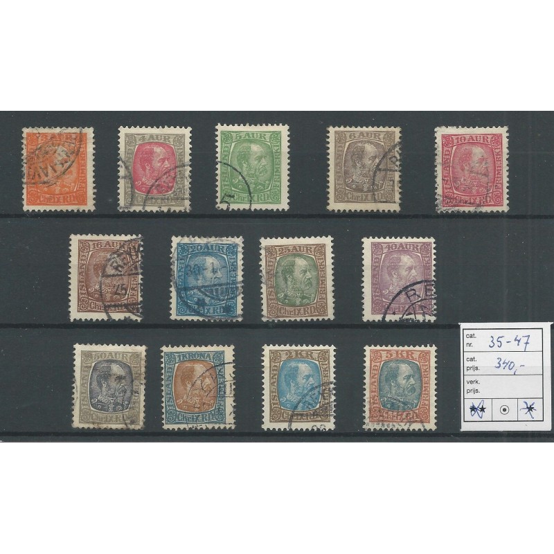 IJsland 35-47 Koning Christian IX  VFU/gebr  CV 340 €