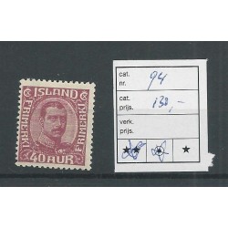 IJsland 94 Koning Christian  MH/ongebr CV 35 €