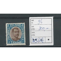 IJsland 96 Koning Christian  MH/ongebr CV 100 €
