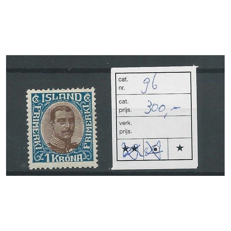 IJsland 96 Koning Christian  MH/ongebr CV 100 €