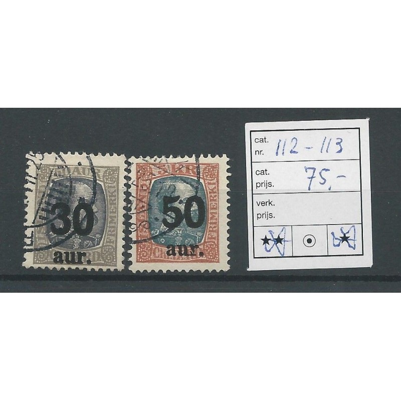 IJsland 112-113 opdruk in zwart VFU/gebr CV 75 € IJsland 112-113 opdruk in zwart VFU/gebr CV 75 €