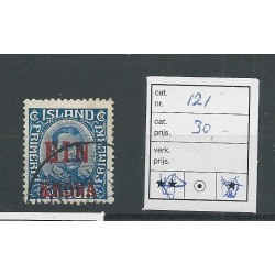IJsland 121   opdruk in rood  VFU/gebr CV 30 €