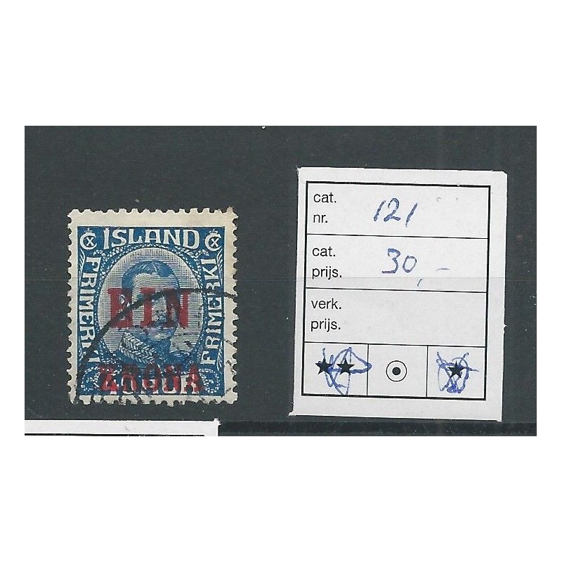 IJsland 121 opdruk in rood VFU/gebr CV 30 € IJsland 121 opdruk in rood VFU/gebr CV 30 €