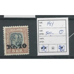IJsland 141  opdruk in zwart ROND stmpl VFU/gebr CV 500 €