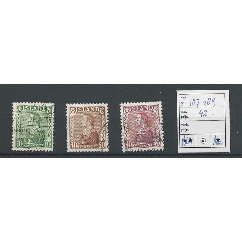 IJsland 187-189 Koning Christian VFU/gebr CV 42 € IJsland 187-189 Koning Christian VFU/gebr CV 42 €