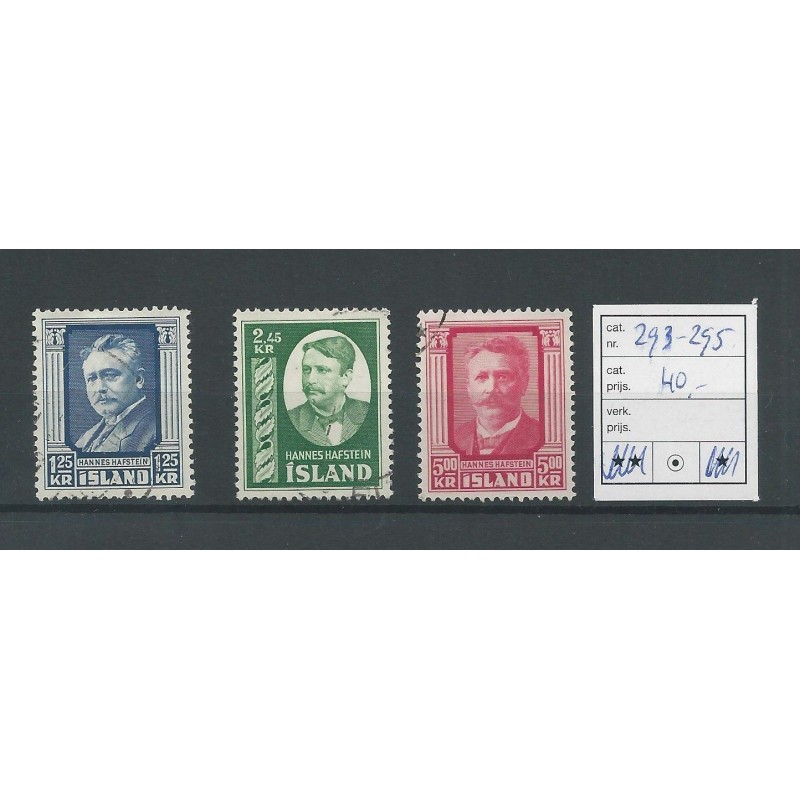 IJsland 293-295 Hannes Hafstein VFU/gebrCV 40 € IJsland 293-295 Hannes Hafstein VFU/gebrCV 40 €