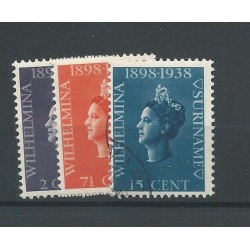 Suriname  187-189 Wilhelmina VFU/gebr  CV 4,5 €