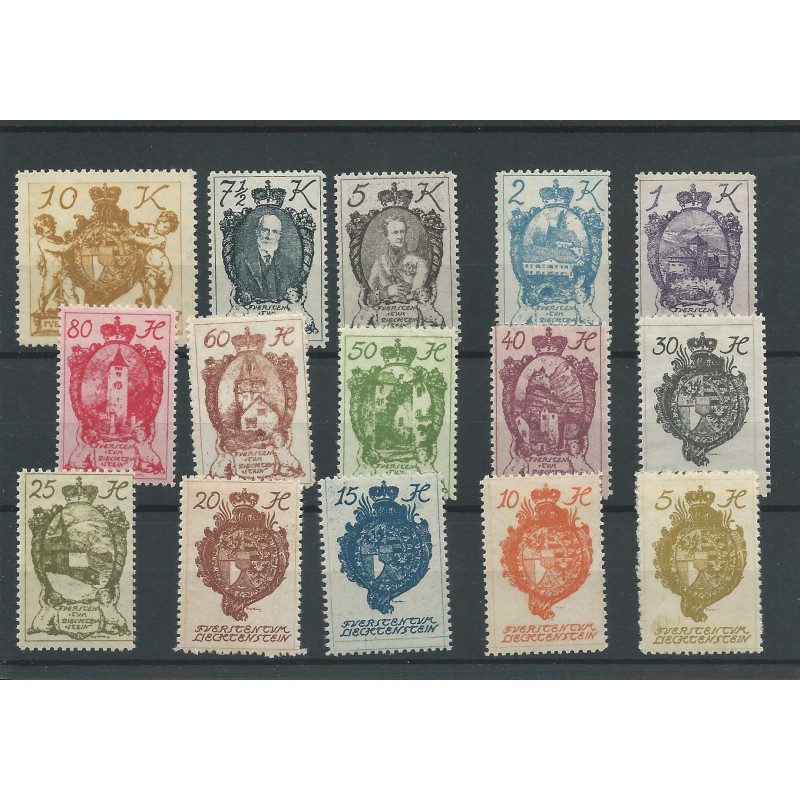 Liechtenstein 25-39 LANDSWAPPEN MNH/postfris CV 28 € Liechtenstein 25-39 LANDSWAPPEN MNH/postfris CV 28 €