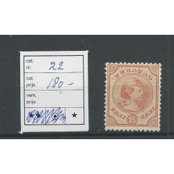 Curacao 22 Wilhelmina 25ct  MH/ongebr   CV  180 €