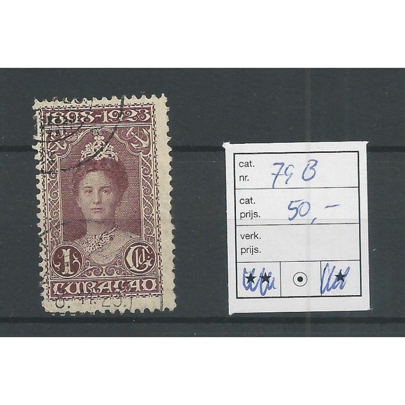 Curacao 79B Wilhelmina 1Gld VFU/gebr CV 50 € Curacao 79B Wilhelmina 1Gld VFU/gebr CV 50 €