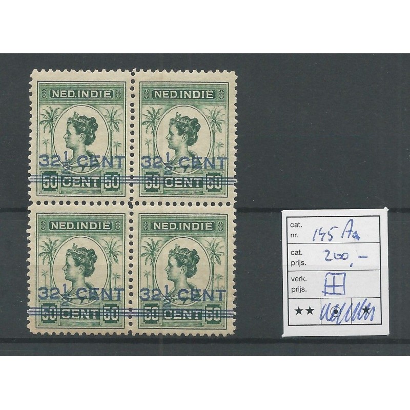 Ned. Indie 145Aa Hulpuitgifte blokje van 4 MNH/postfris CV 200 € Ned. Indie 145Aa Hulpuitgifte blokje van 4 MNH/postfris CV 200 €