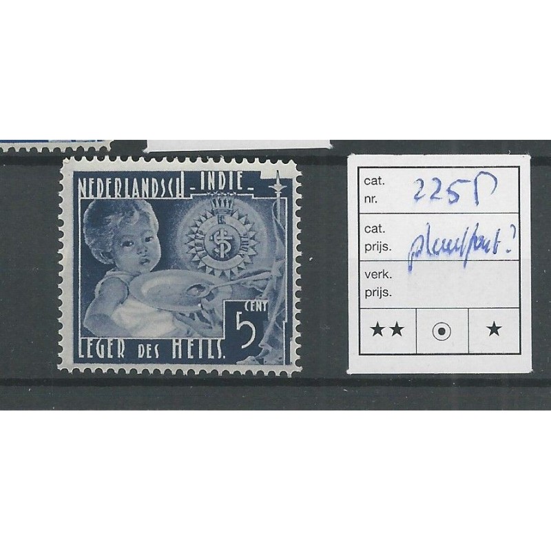 Ned. Indie 221P Leger des Heils MNH/postfris CV 25 € Ned. Indie 221P Leger des Heils MNH/postfris CV 25 €