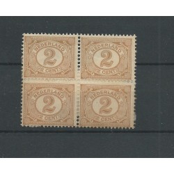 Nederland 54  cijfer 2 ct bruin BLOK van 4  MH/ongebr   CV 26€