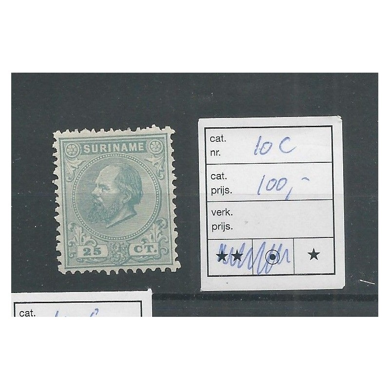 Suriname 10C Willem III 1873 MH/ongebr CV 100 € Suriname 10C Willem III 1873 MH/ongebr CV 100 €