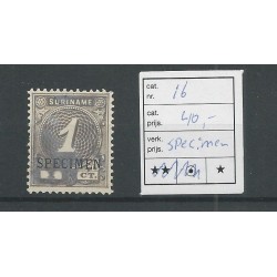 Suriname  16  Cijfer  SPECIMEN MH/ongebr  CV 40 €