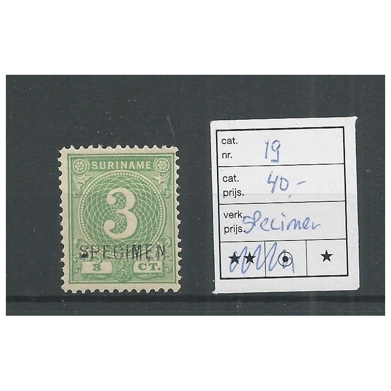Suriname 19 Cijfer SPECIMEN MNH/postfris CV 40 € Suriname 19 Cijfer SPECIMEN MNH/postfris CV 40 €