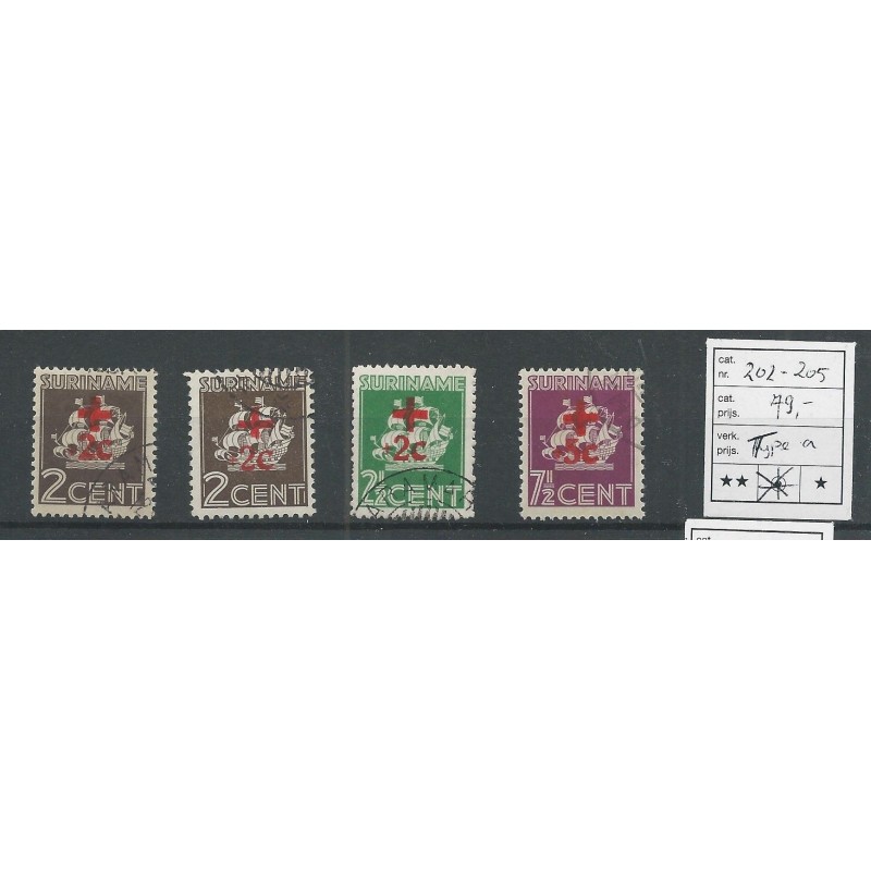 Suriname 202a-205a Rode Kruis VFU/gebr CV 79 € Suriname 202a-205a Rode Kruis VFU/gebr CV 79 €