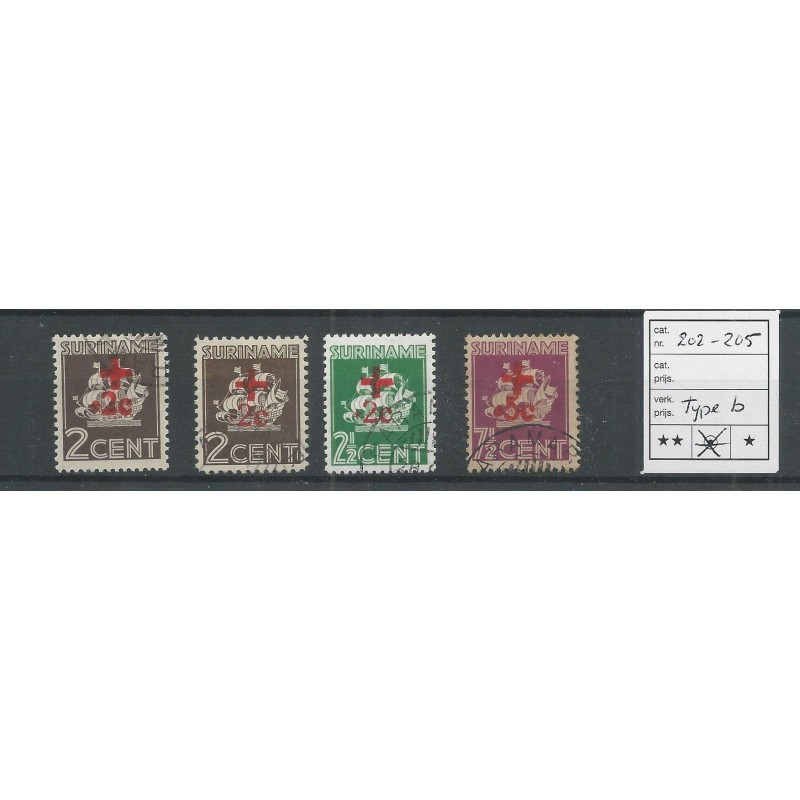 Suriname 202b-205b Rode Kruis VFU/gebr CV 79 € Suriname 202b-205b Rode Kruis VFU/gebr CV 79 €