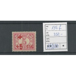 Ned. Indie  136f  Rode Kruis  MH/ongebrV  350 €  Certificaat !!