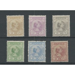 Suriname 23-28 Wilhelmina  MH/ongebr  CV 150 €