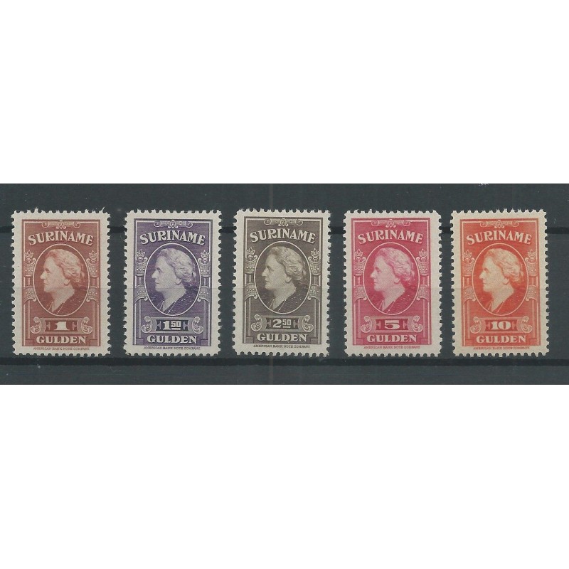 Suriname 239-243 Wilhelmina MNH/postfris CV 200 € Suriname 239-243 Wilhelmina MNH/postfris CV 200 €