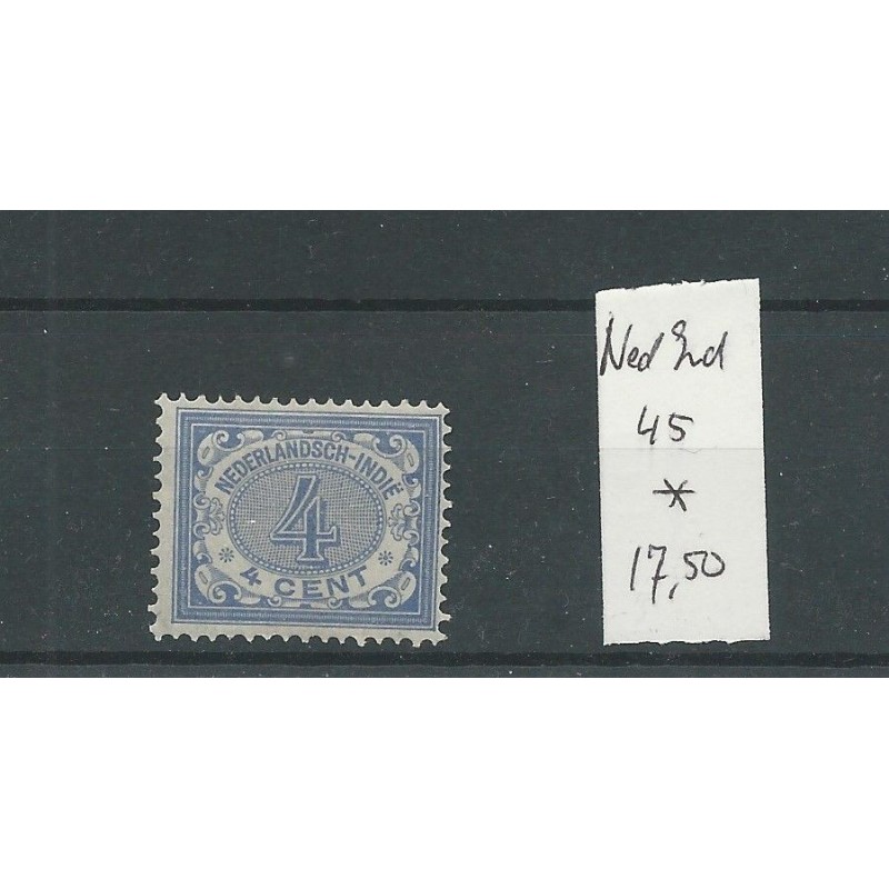 Ned. INDIE 45 Cijfer 4ct MH/ongebr CV 17,5 € Ned. INDIE 45 Cijfer 4ct MH/ongebr CV 17,5 €