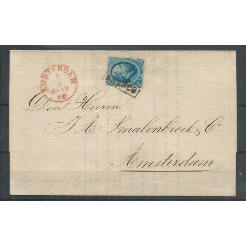 Nederland 4 op locale circulaire AMSTERDAM 1866 VFU/gebr CV 50 € Nederland 4 op locale circulaire AMSTERDAM 1866 VFU/gebr CV 50 €
